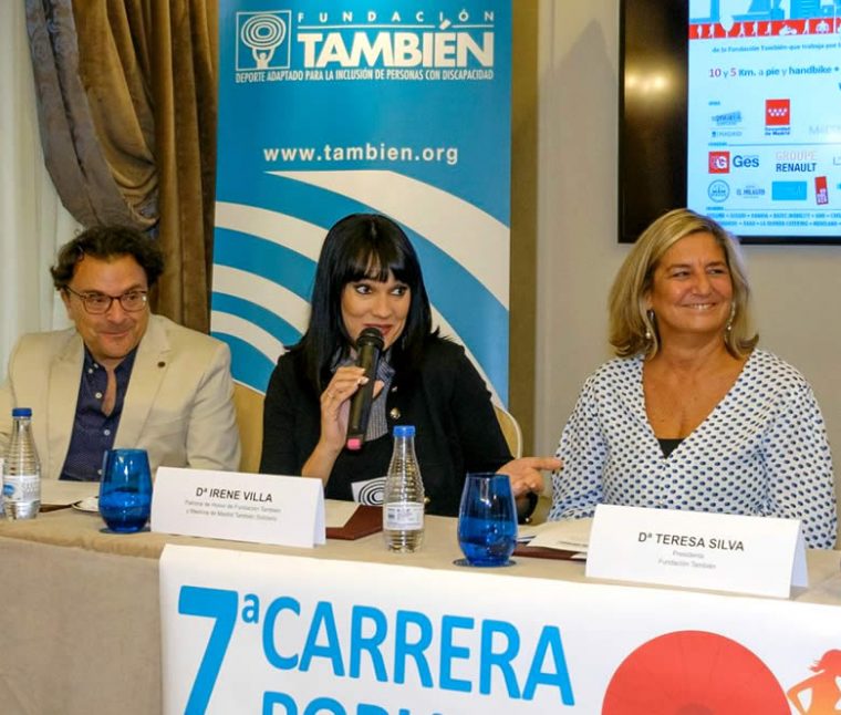 Irene Villa, madrina de la carrera, interviene en la presentación de la 7ª Carrera Popular Madrid También Solidario
